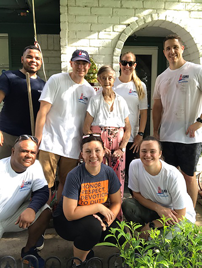 Mary Hardin and crew member volunteers